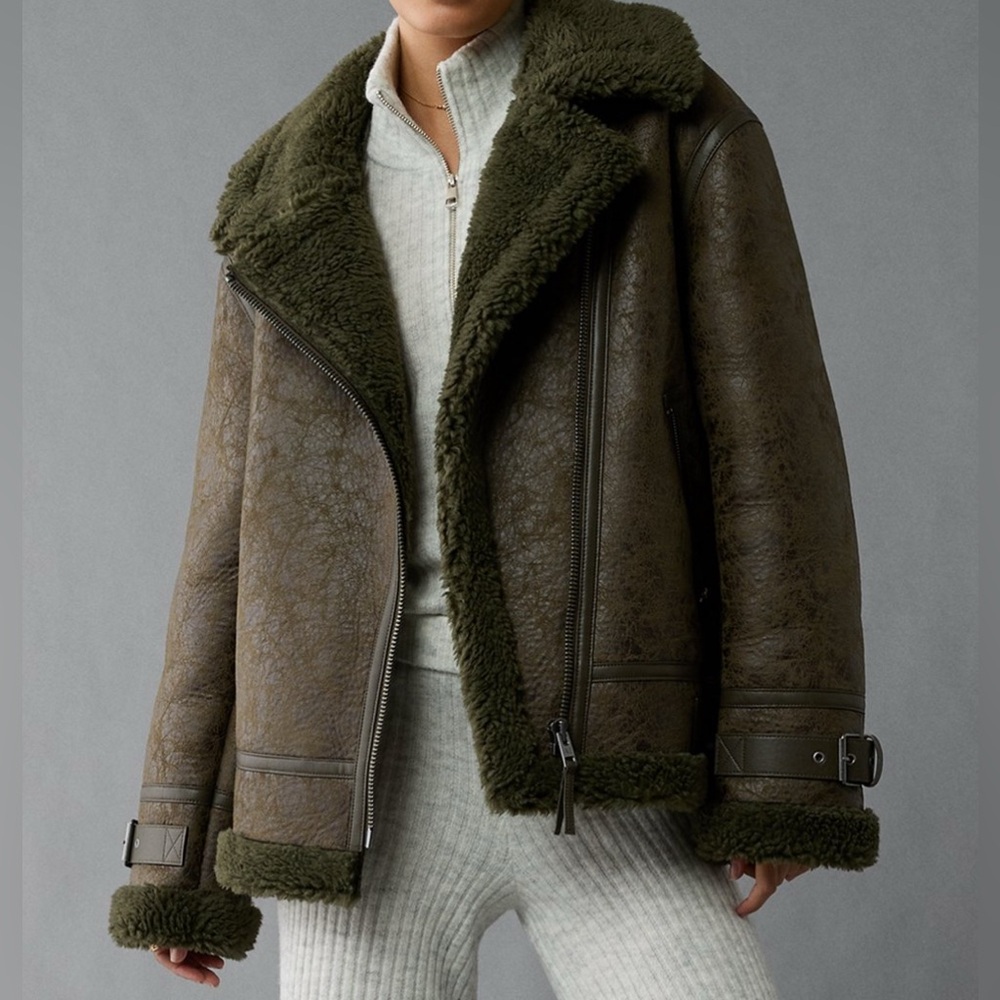 American Eagle oversized shearling biker jacket